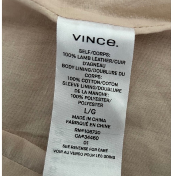 Vince Cream Lamb Leather Moto Jacket Large $995 Retail - Picture 8 of 14